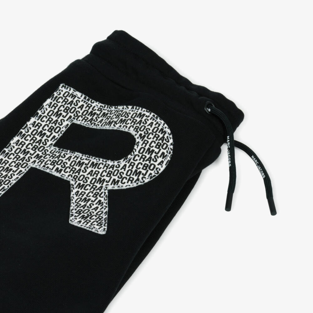 MARC JACOBS-Boys Black Knit Lettered Shorts | Childrensalon Outlet