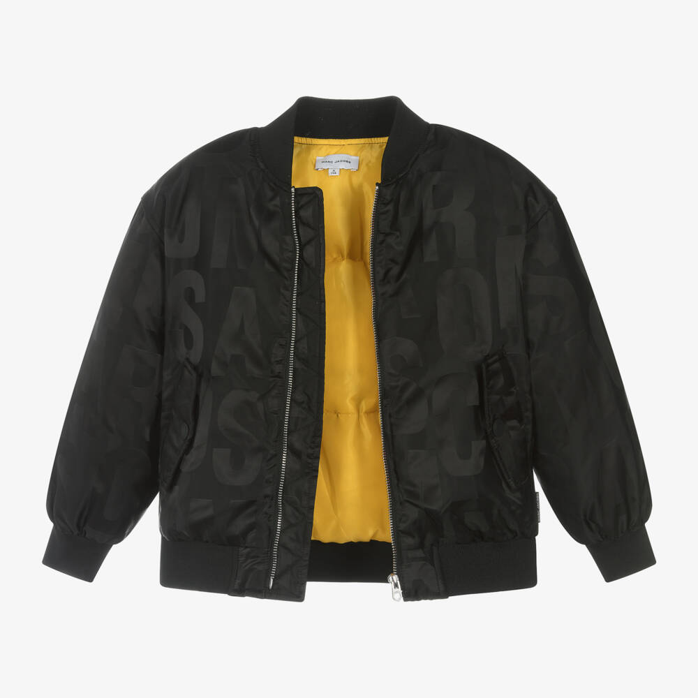 MARC JACOBS-Boys Black Satin Logo Jacket | Childrensalon Outlet