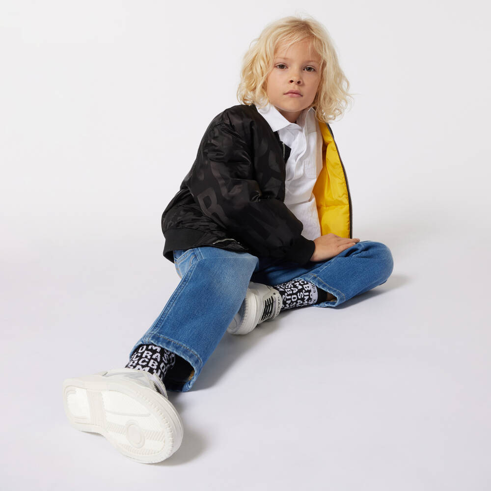 MARC JACOBS-Boys Black Satin Logo Jacket | Childrensalon Outlet