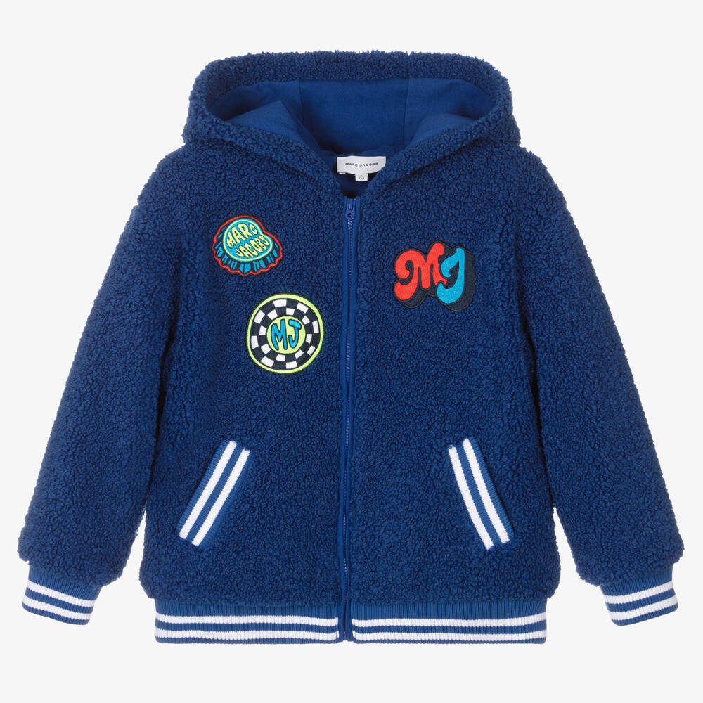 MARC JACOBS - Boys Blue Borg Fleece Zip-Up Top | Childrensalon