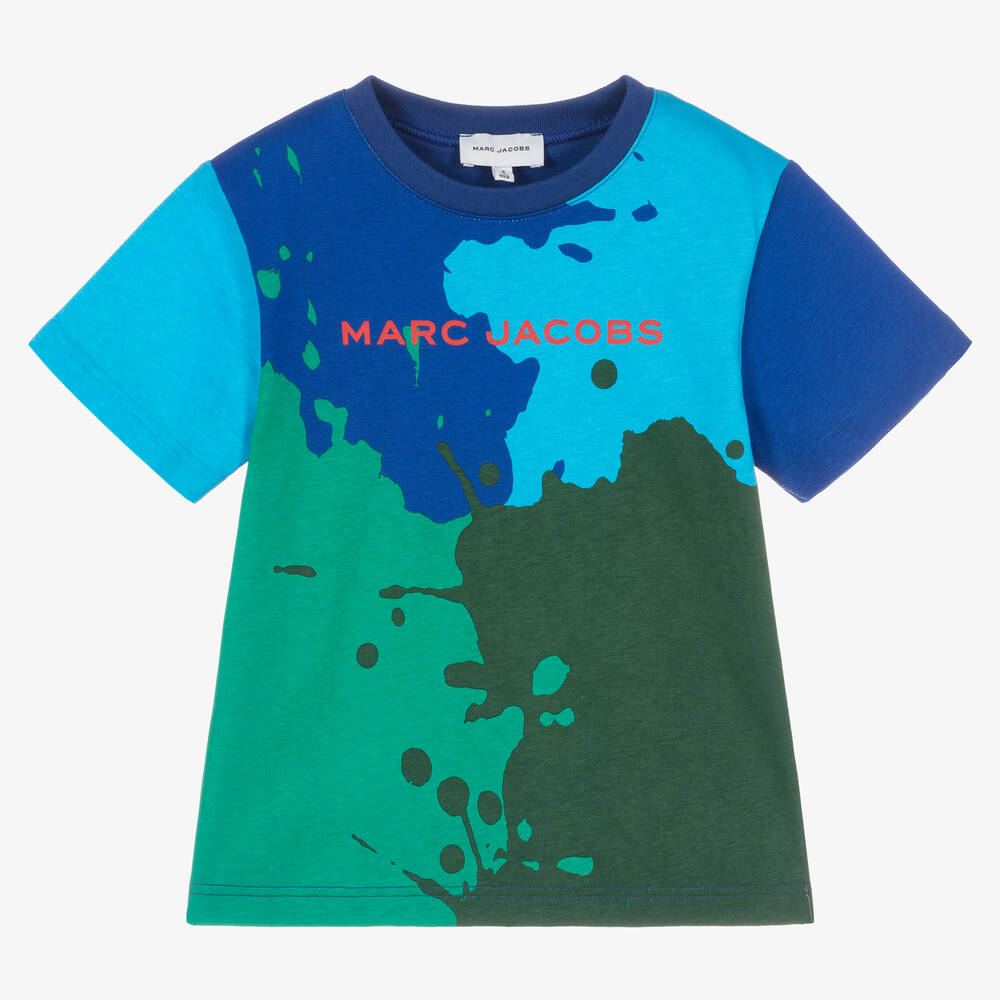 MARC JACOBS - Boys Blue Cotton Colourblock T-Shirt | Childrensalon