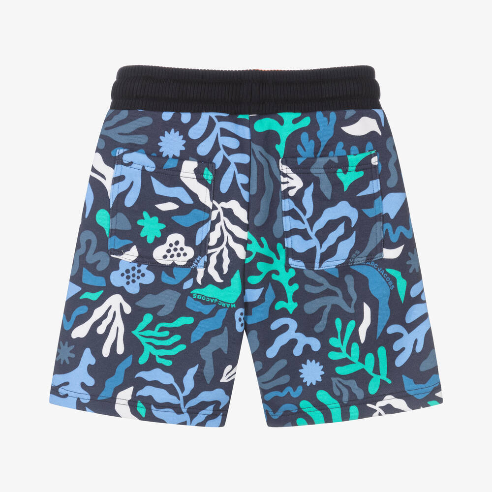 MARC JACOBS-Boys Blue Cotton Coral Print Logo Shorts | Childrensalon Outlet