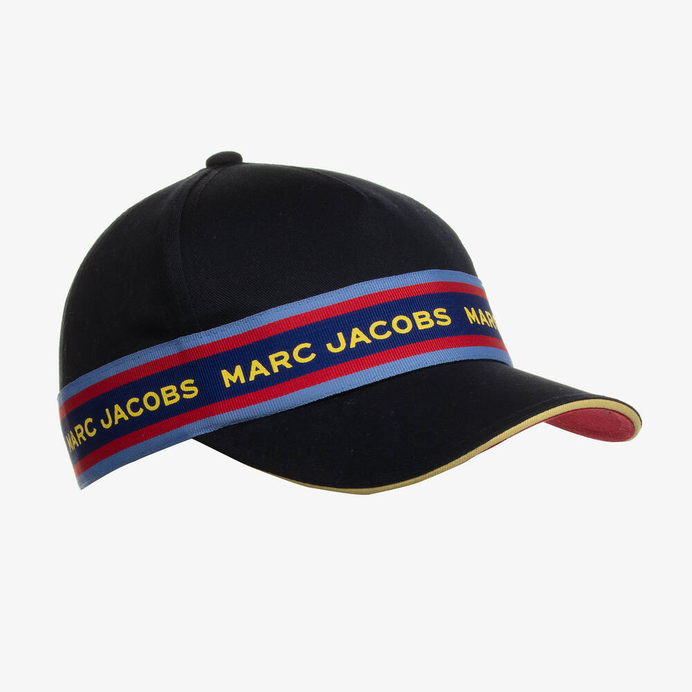 MARC JACOBS - Boys Blue Cotton Twill Logo Tape Cap | Childrensalon