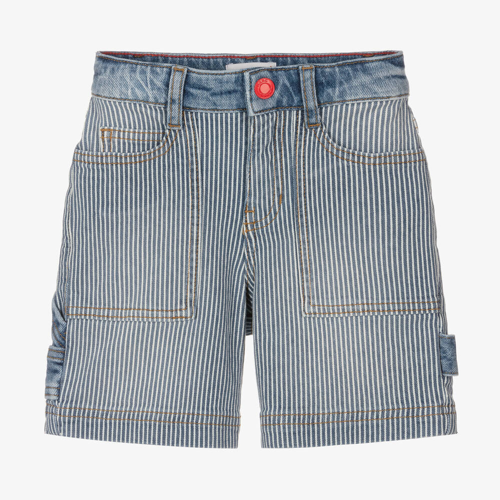 Striped denim shorts clearance