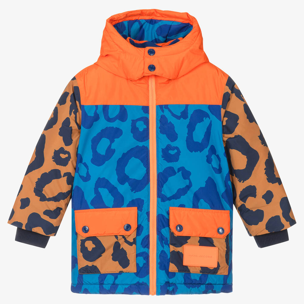 MARC JACOBS - Boys Blue Leopard Print Ski Coat | Childrensalon