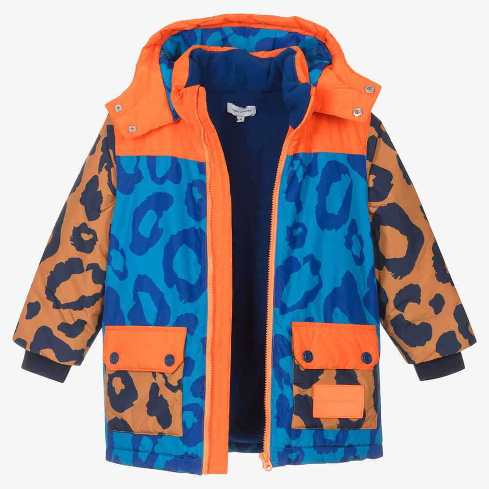 MARC JACOBS-Синяя лыжная куртка с леопардовым принтом | Childrensalon Outlet