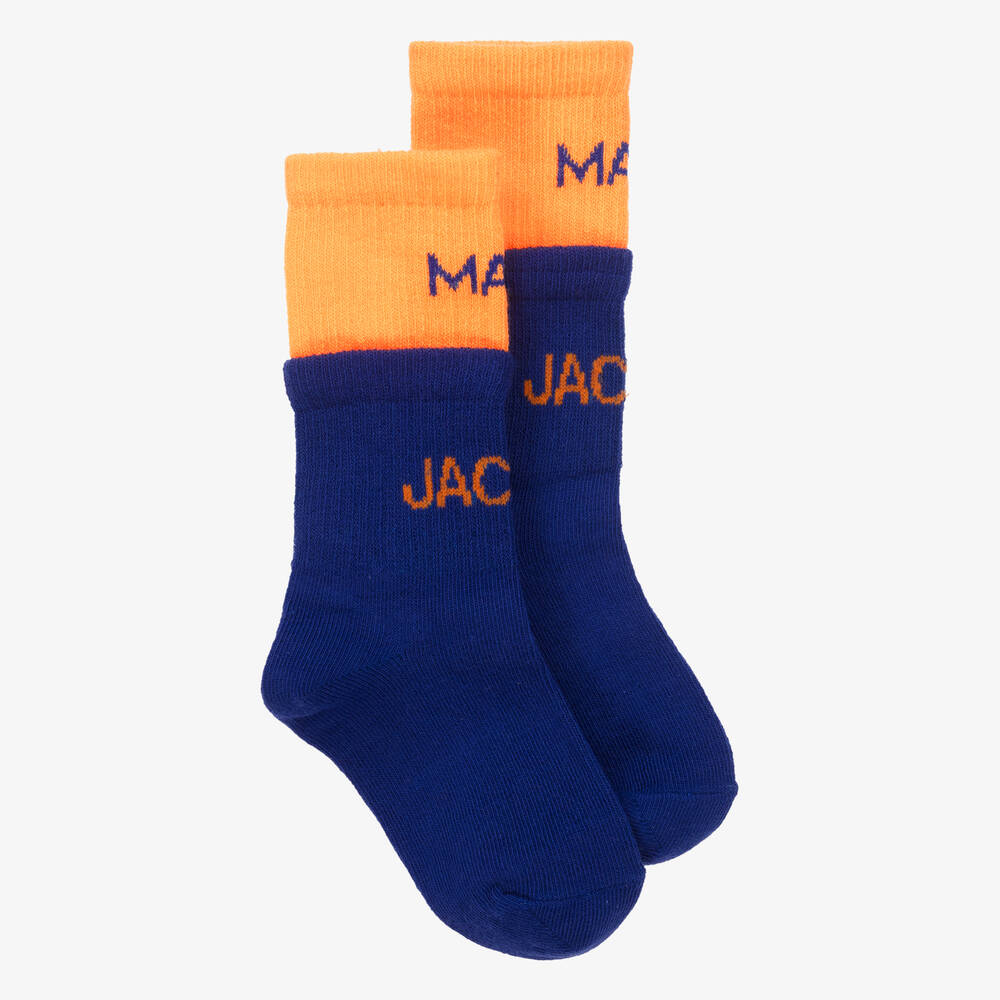 MARC JACOBS - جوارب مزيج قطن محبوك لون أزرق وبرتقالي للأولاد | Childrensalon