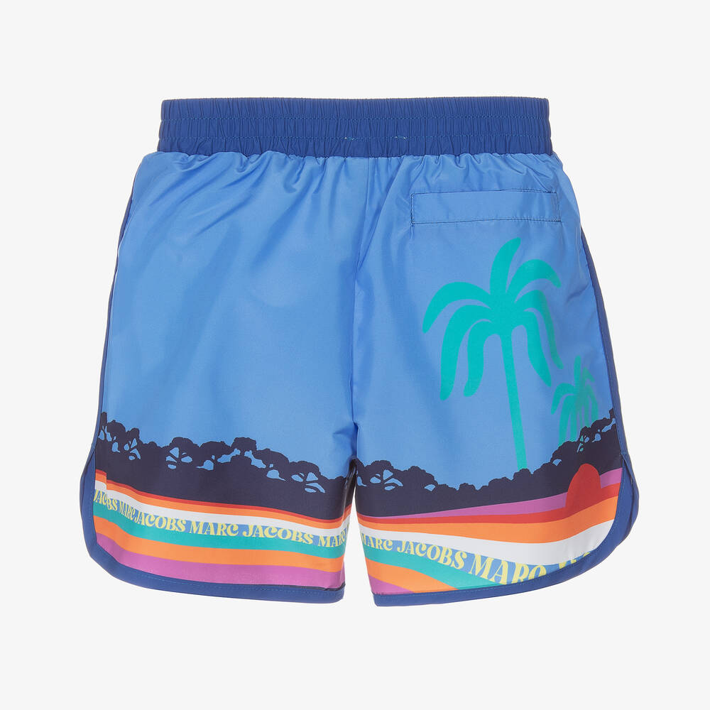 MARC JACOBS-Boys Blue Palm Tree Logo Swim Shorts | Childrensalon Outlet