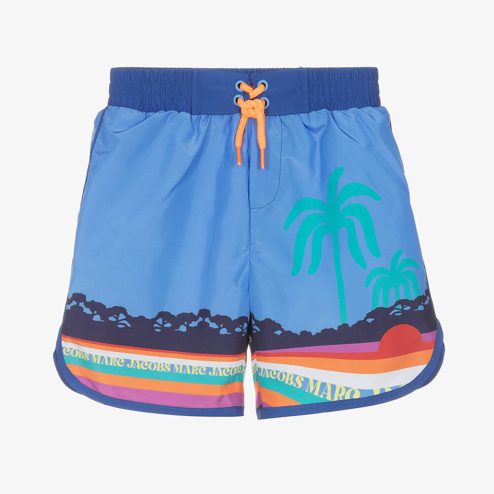 MARC JACOBS - Boys Blue Palm Tree Logo Swim Shorts | Childrensalon
