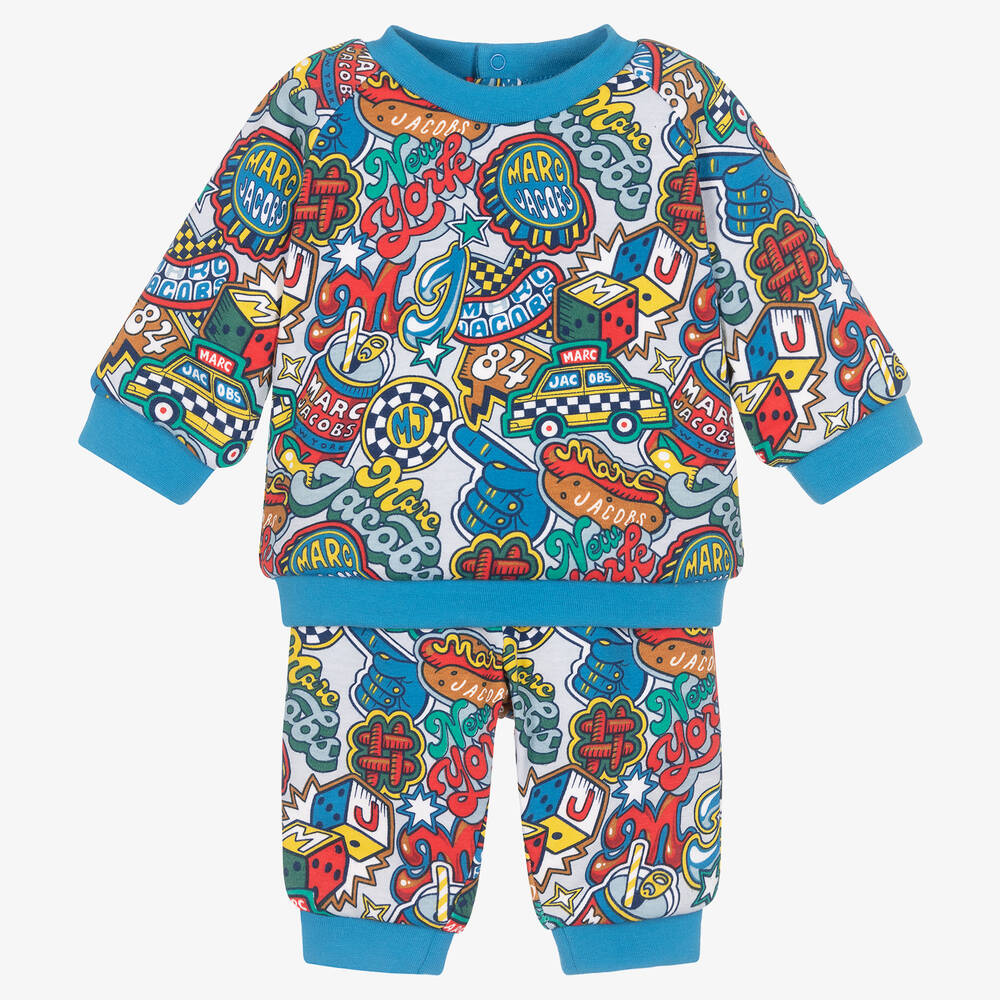 MARC JACOBS - بدلة رياضية قطن جيرسي لون أزرق للأولاد | Childrensalon