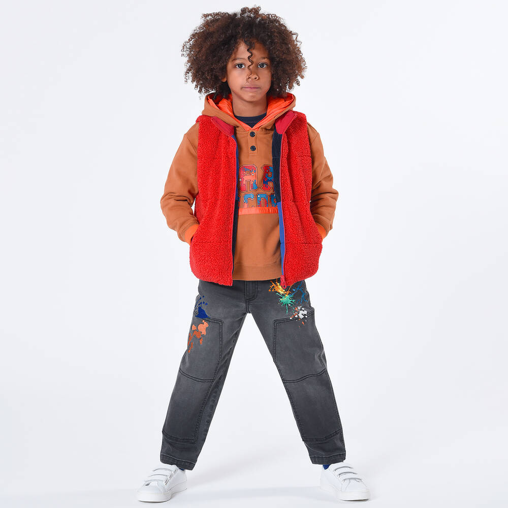MARC JACOBS Boys Blue Red Reversible Fleece Gilet