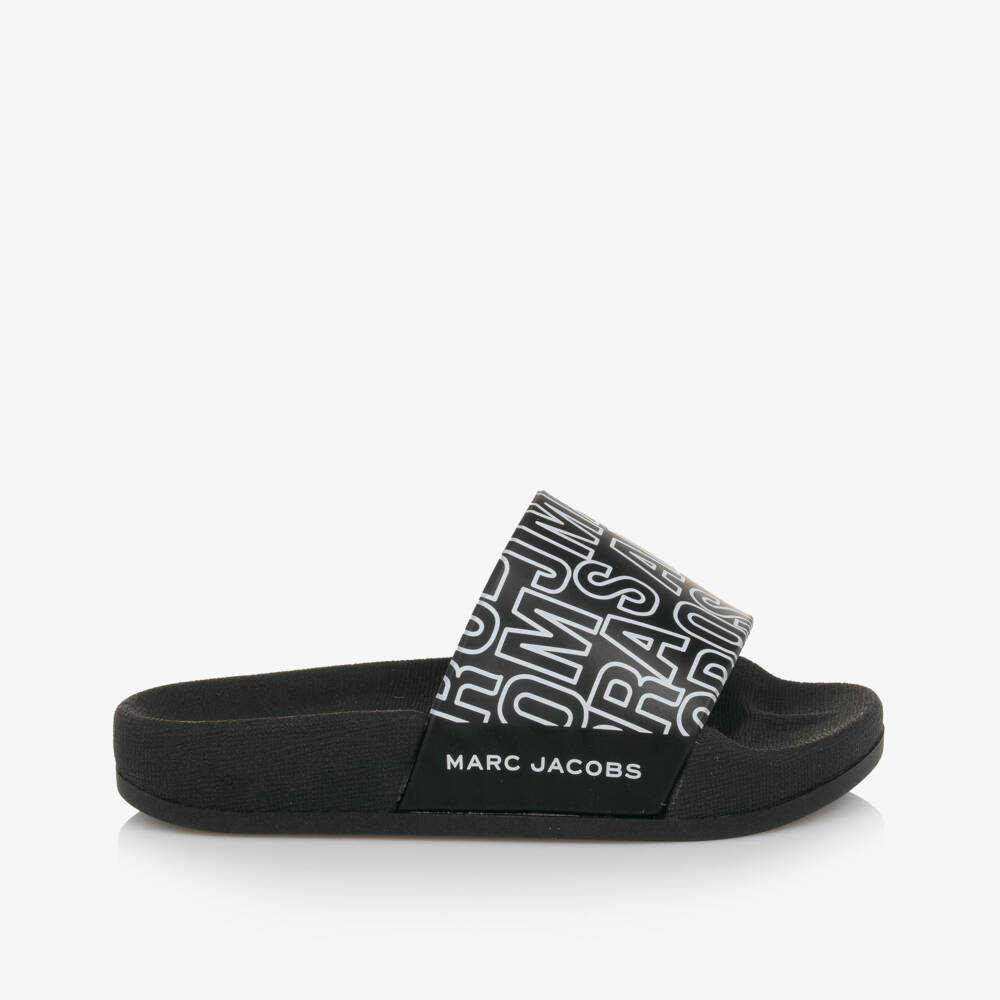 MARC JACOBS-Boys Bold Logo Black Slides | Childrensalon Outlet