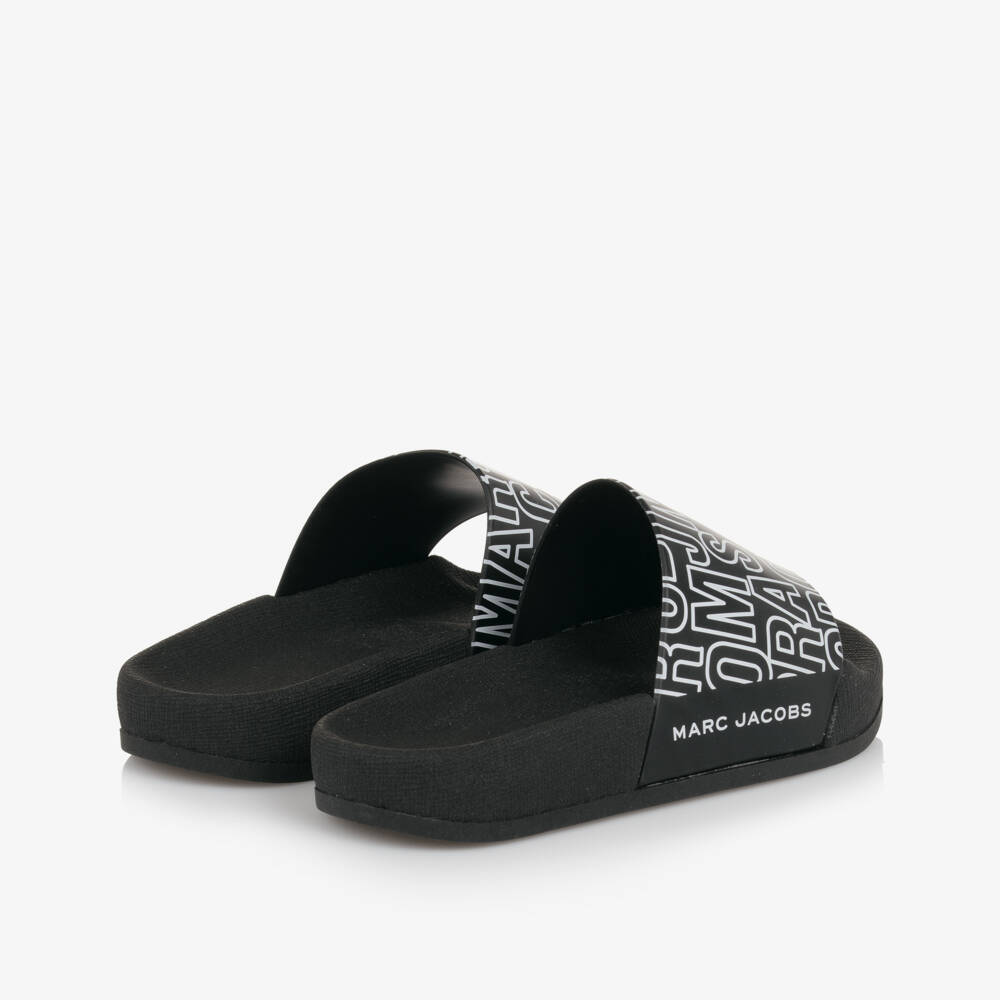 MARC JACOBS-Boys Bold Logo Black Slides | Childrensalon Outlet