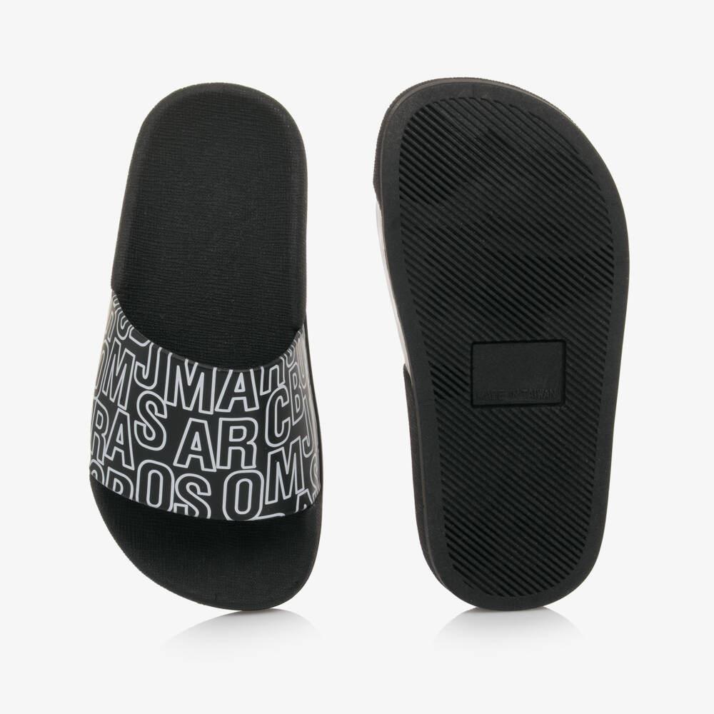 MARC JACOBS-Boys Bold Logo Black Slides | Childrensalon Outlet