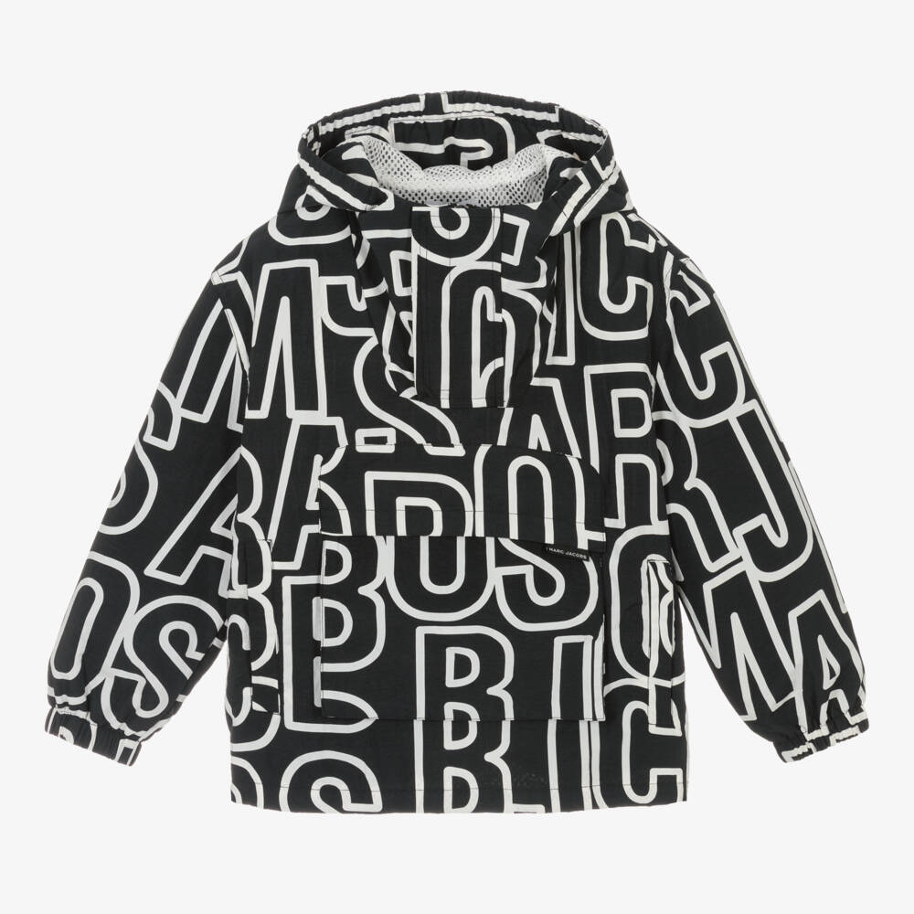 MARC JACOBS-Boys Charcoal Logo Patterned Anorak | Childrensalon Outlet