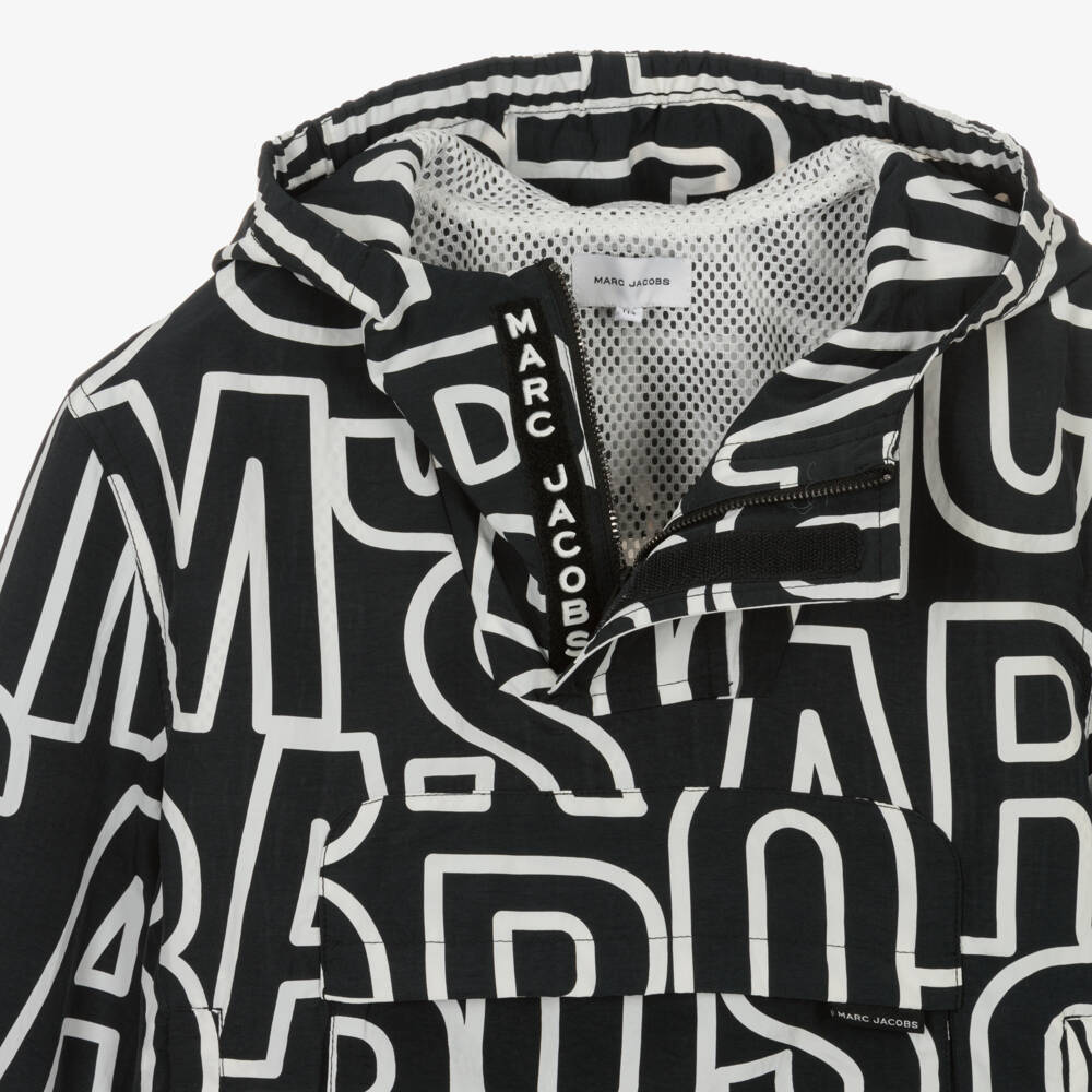 MARC JACOBS-Boys Charcoal Logo Patterned Anorak | Childrensalon Outlet