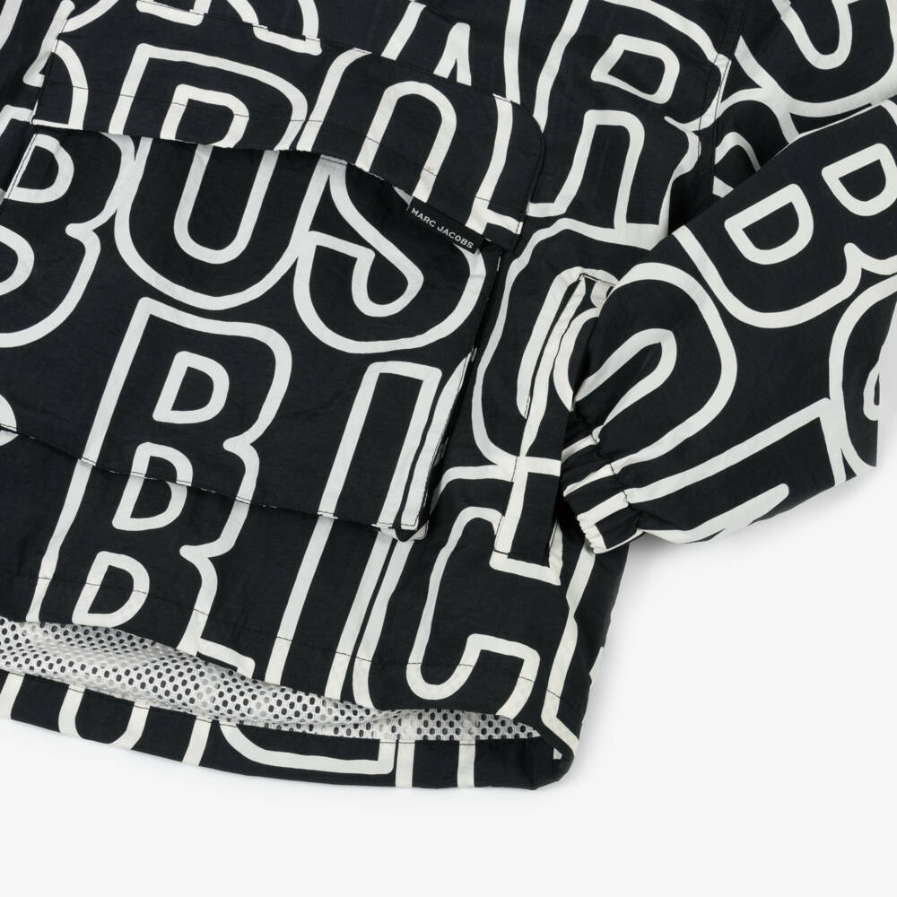 MARC JACOBS-Boys Charcoal Logo Patterned Anorak | Childrensalon Outlet