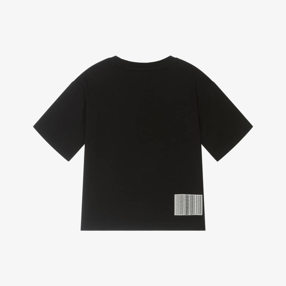 MARC JACOBS-Boys Classic Black Cotton Tee | Childrensalon Outlet