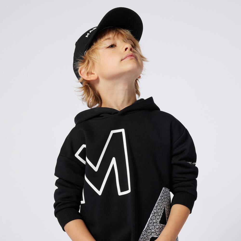 MARC JACOBS-Boys Classic Ebony Cotton Hoodie | Childrensalon Outlet