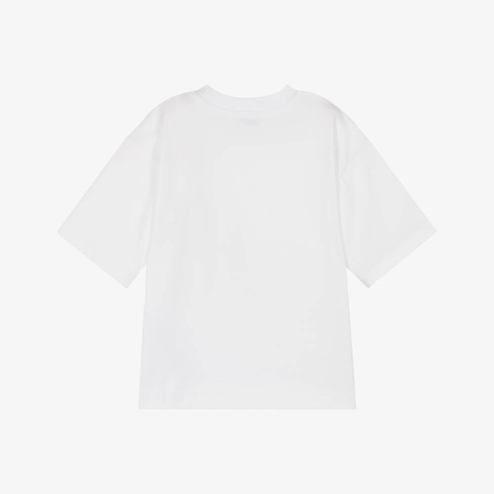 MARC JACOBS-تيشيرت أبيض بحزام قطني للأولاد | Childrensalon Outlet