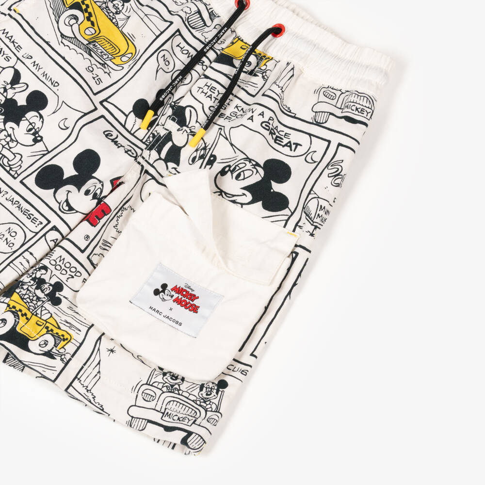 MARC JACOBS-Boys Creamy Disney Cartoon Canvas Shorts | Childrensalon Outlet