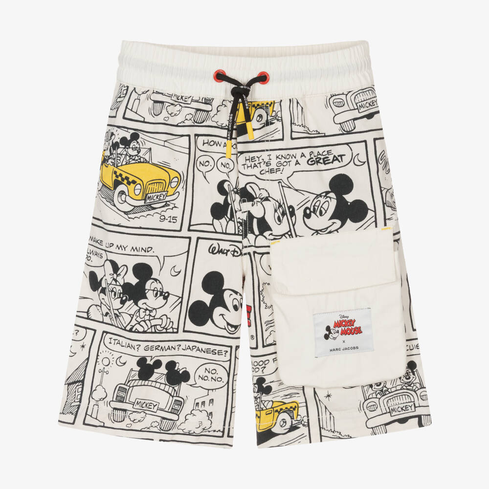 MARC JACOBS-Boys Creamy Disney Cartoon Canvas Shorts | Childrensalon Outlet