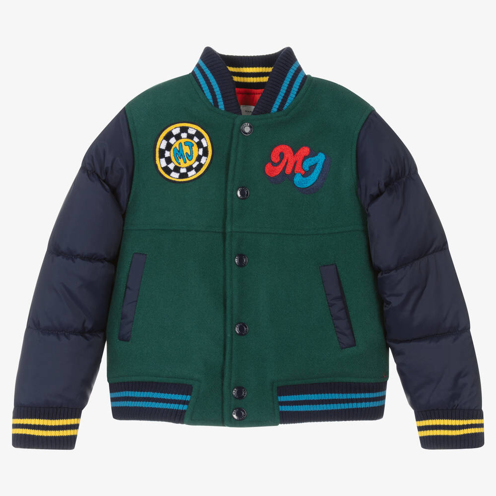 MARC JACOBS Boys Green Blue Varsity Jacket Childrensalon Outlet