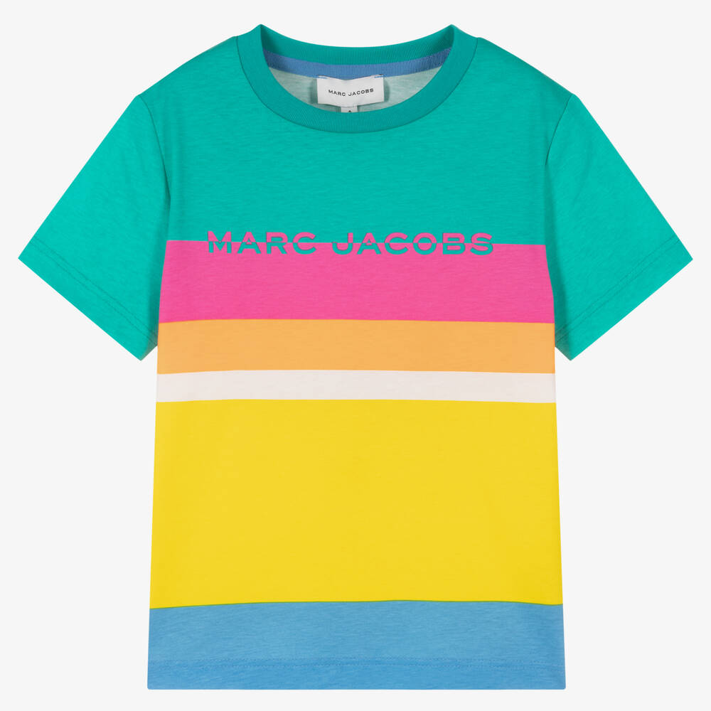 MARC JACOBS - Boys Green Multi-Stripe Cotton T-Shirt | Childrensalon
