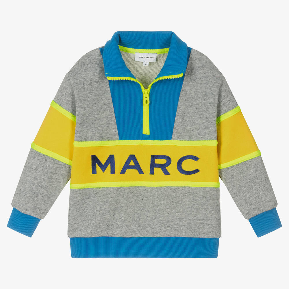 MARC JACOBS - Серо-желтый хлопковый свитшот для мальчиков | Childrensalon