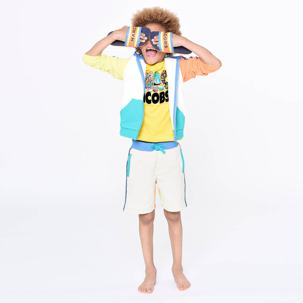 MARC JACOBS-Кремовые хлопковые шорты с цветовыми блоками | Childrensalon Outlet