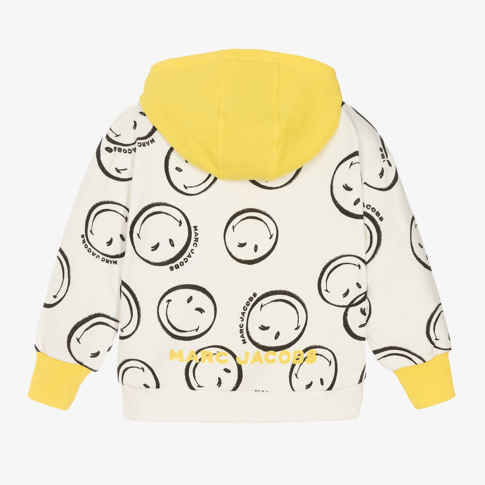 MARC JACOBS-Boys Ivory Cotton Smiley Faces Hoodie | Childrensalon Outlet