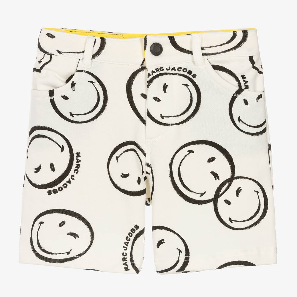 MARC JACOBS-Boys Ivory Cotton Smiley Faces Shorts | Childrensalon Outlet