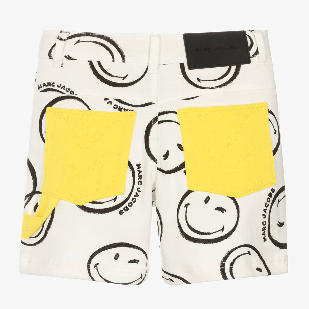MARC JACOBS Boys Ivory Cotton Smiley Faces Shorts
