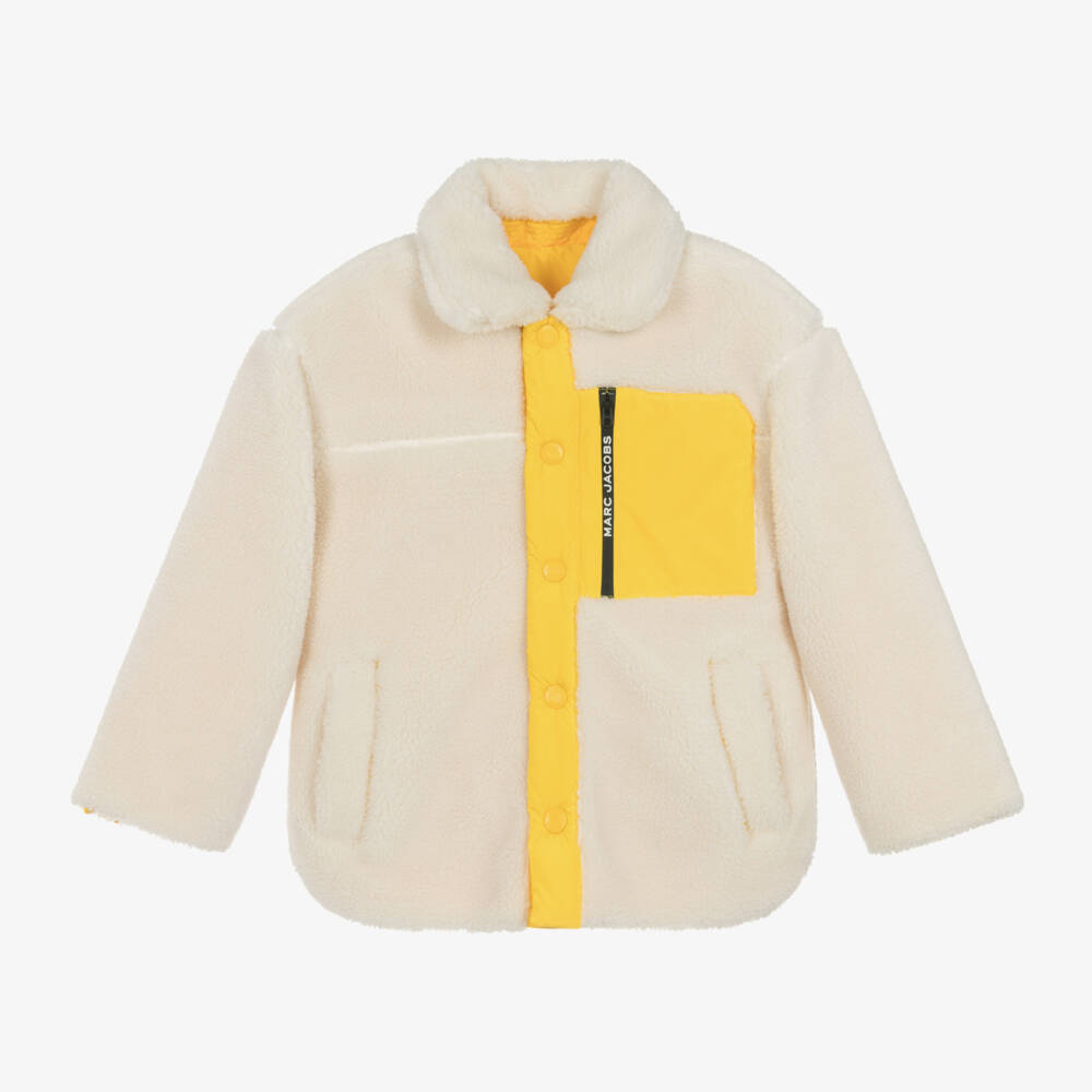 MARC JACOBS-Boys Ivory Shearling Smiley Jacket | Childrensalon Outlet