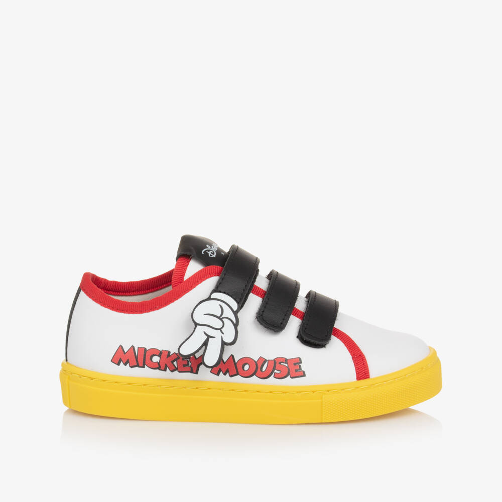 MARC JACOBS-Boys Leather Sneakers in White & Yellow | Childrensalon Outlet