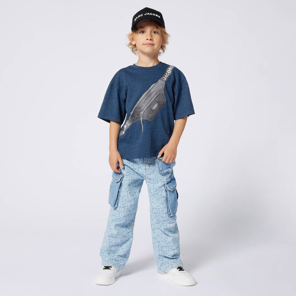 MARC JACOBS-Boys Navy Biker Belt Tee | Childrensalon Outlet