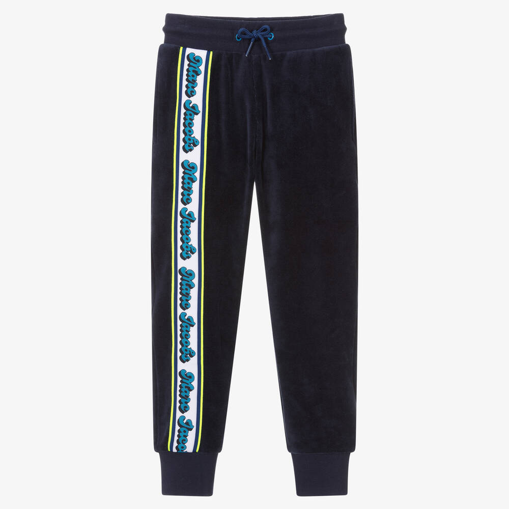 MARC JACOBS - Boys Navy Blue Velour Joggers | Childrensalon