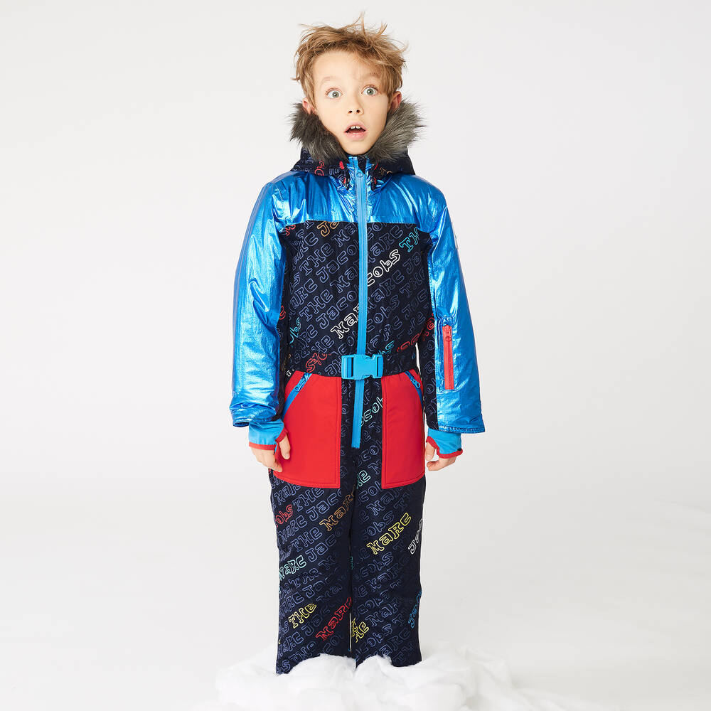 مارك جاكوبس-أوفرول للثلج لون أحمر وأزرق للأولاد | Childrensalon Outlet
