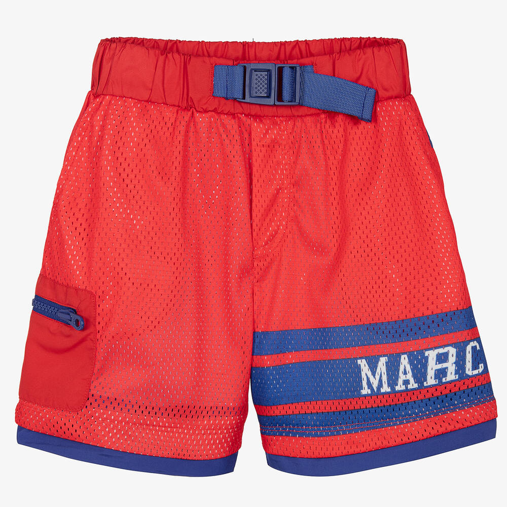 MARC JACOBS - Boys Red Mesh Logo Shorts | Childrensalon