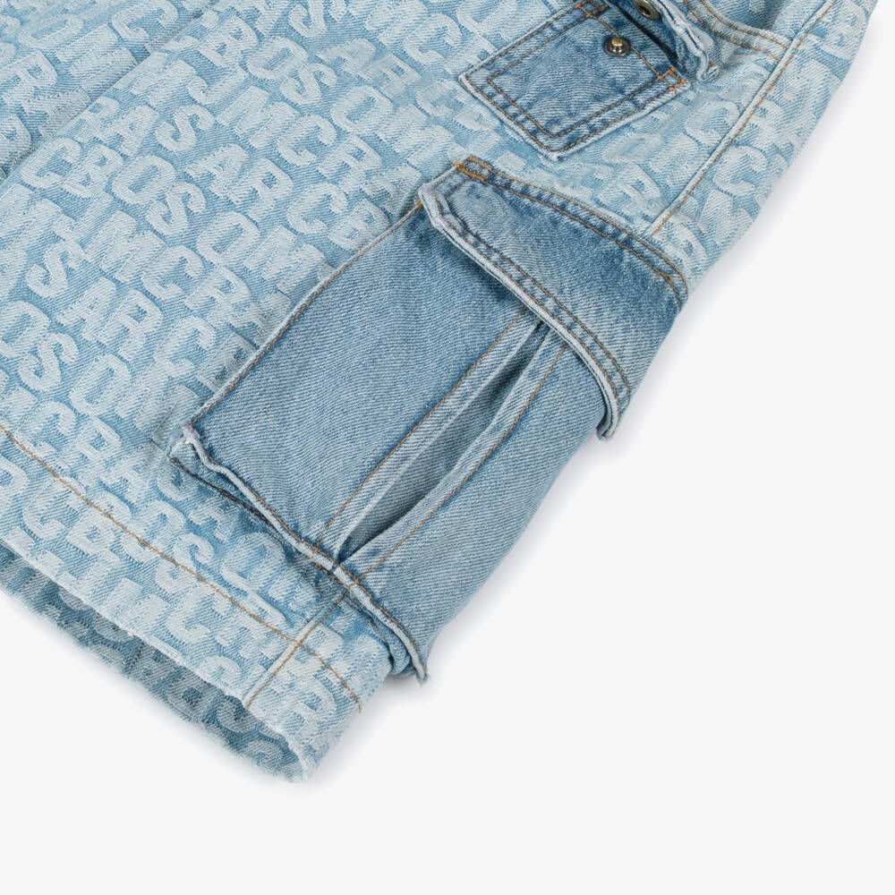 MARC JACOBS-Boys Washed Blue Cargo Denim Shorts | Childrensalon Outlet