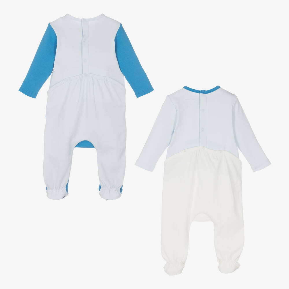 MARC JACOBS-أفرول بيبي غرو قطن لون أزرق وأبيض للمواليد (عدد 2) | Childrensalon Outlet