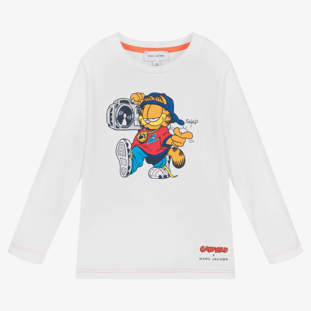 MARC JACOBS-Boys White Cotton Garfield Top | Childrensalon Outlet