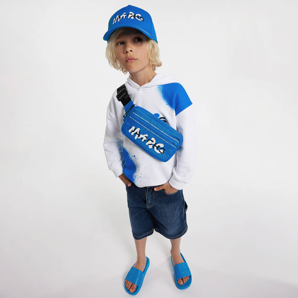 MARC JACOBS Boys White Cotton Spray Paint Hoodie