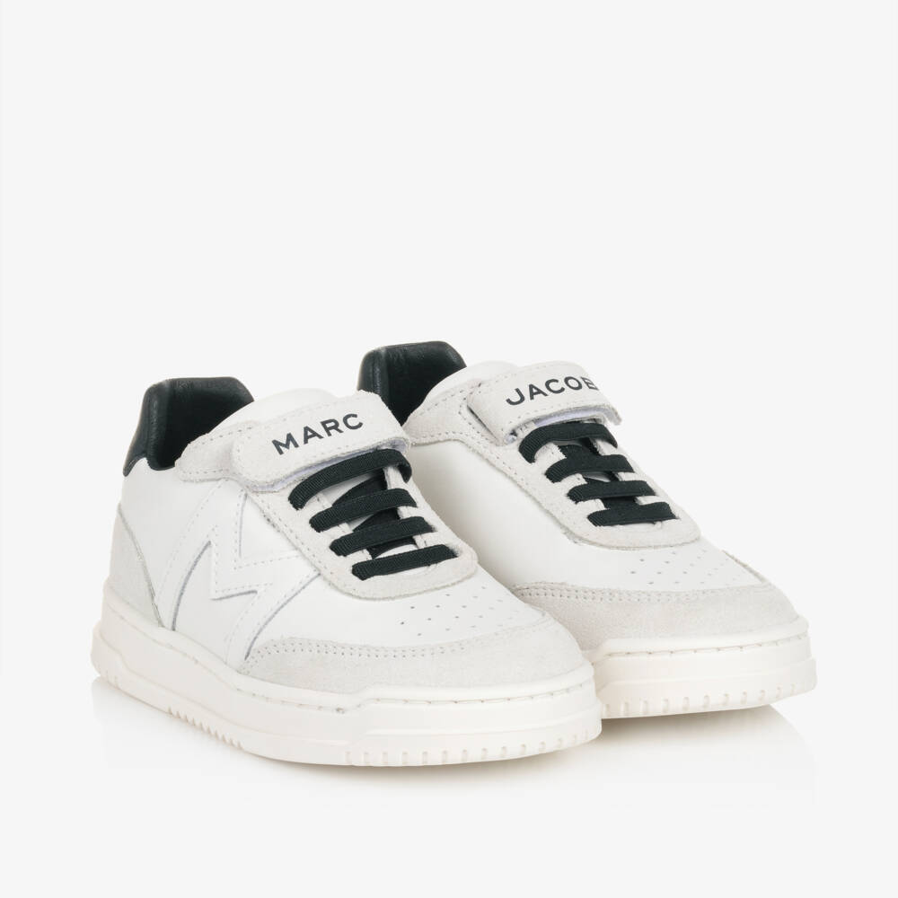 MARC JACOBS-حذاء رياضي بشريط لاصق جلد لون أبيض | Childrensalon Outlet