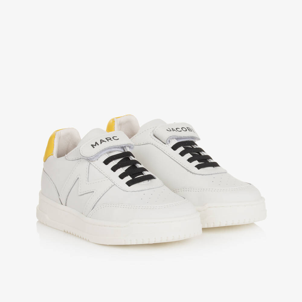MARC JACOBS-Boys White Velcro Leather Sneakers | Childrensalon Outlet