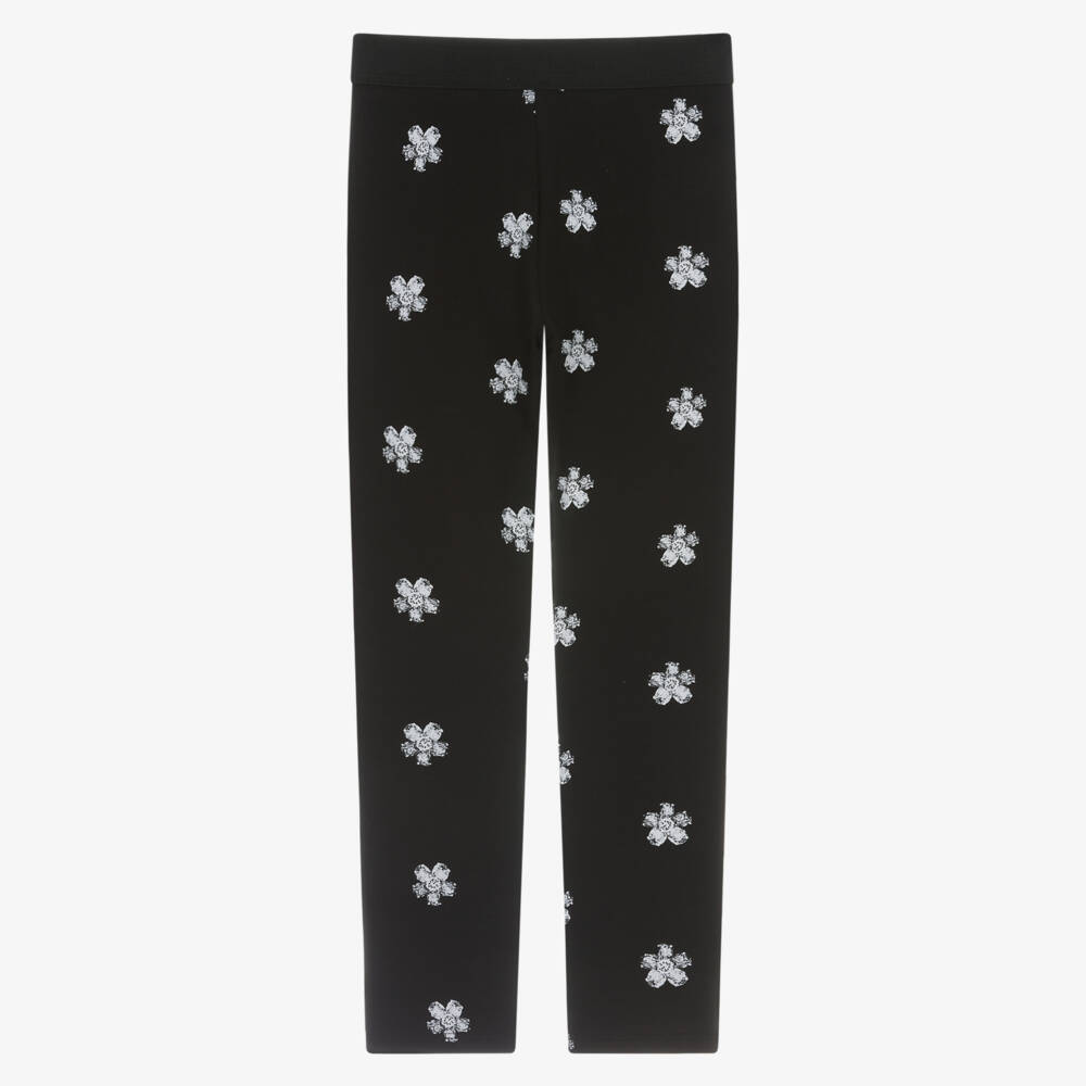 MARC JACOBS-Girls Black Cotton Daisy Leggings | Childrensalon Outlet