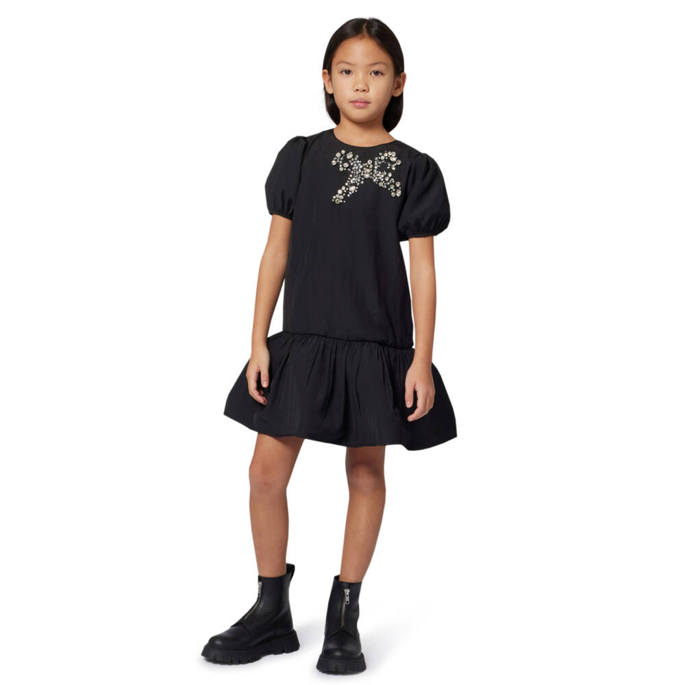 MARC JACOBS-فستان أسود أنيق للبنات مع فيونكة | Childrensalon Outlet