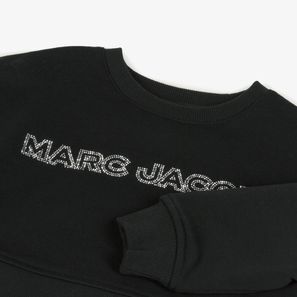 MARC JACOBS-Girls Black Rhinestone Logo Top | Childrensalon Outlet