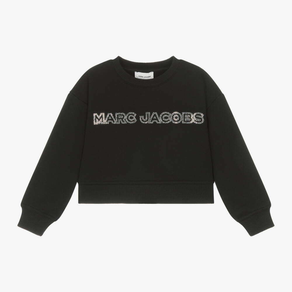 MARC JACOBS-Girls Black Rhinestone Logo Top | Childrensalon Outlet