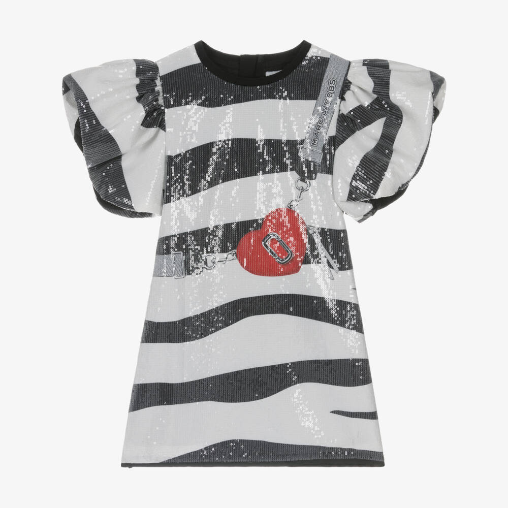 MARC JACOBS-فستان بناتي مزين بالترتر بنقشة الحمار الوحشي | Childrensalon Outlet